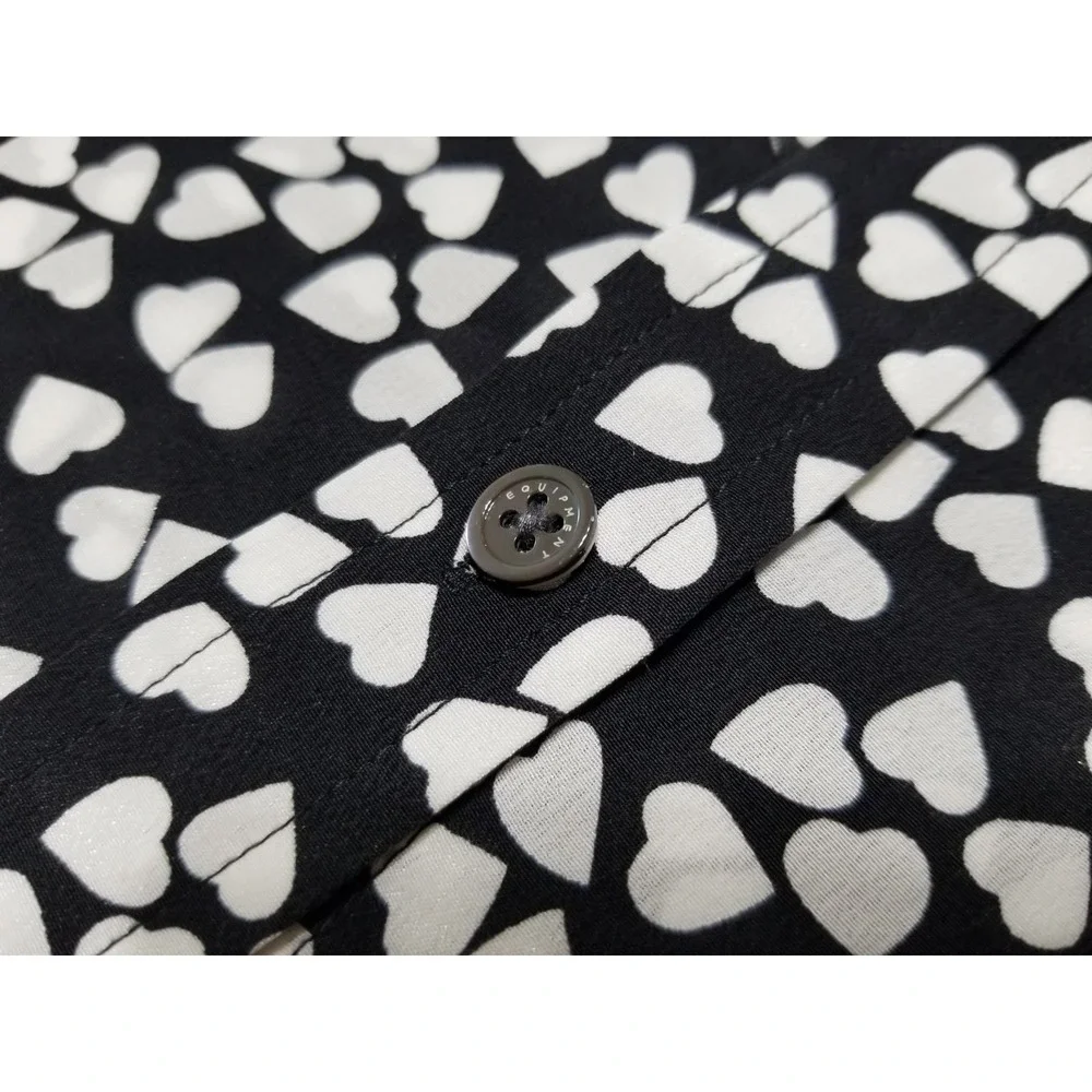 NWT Equipment Sleeveless Slim Signature Silk Shirt Dress Heart Print S $298